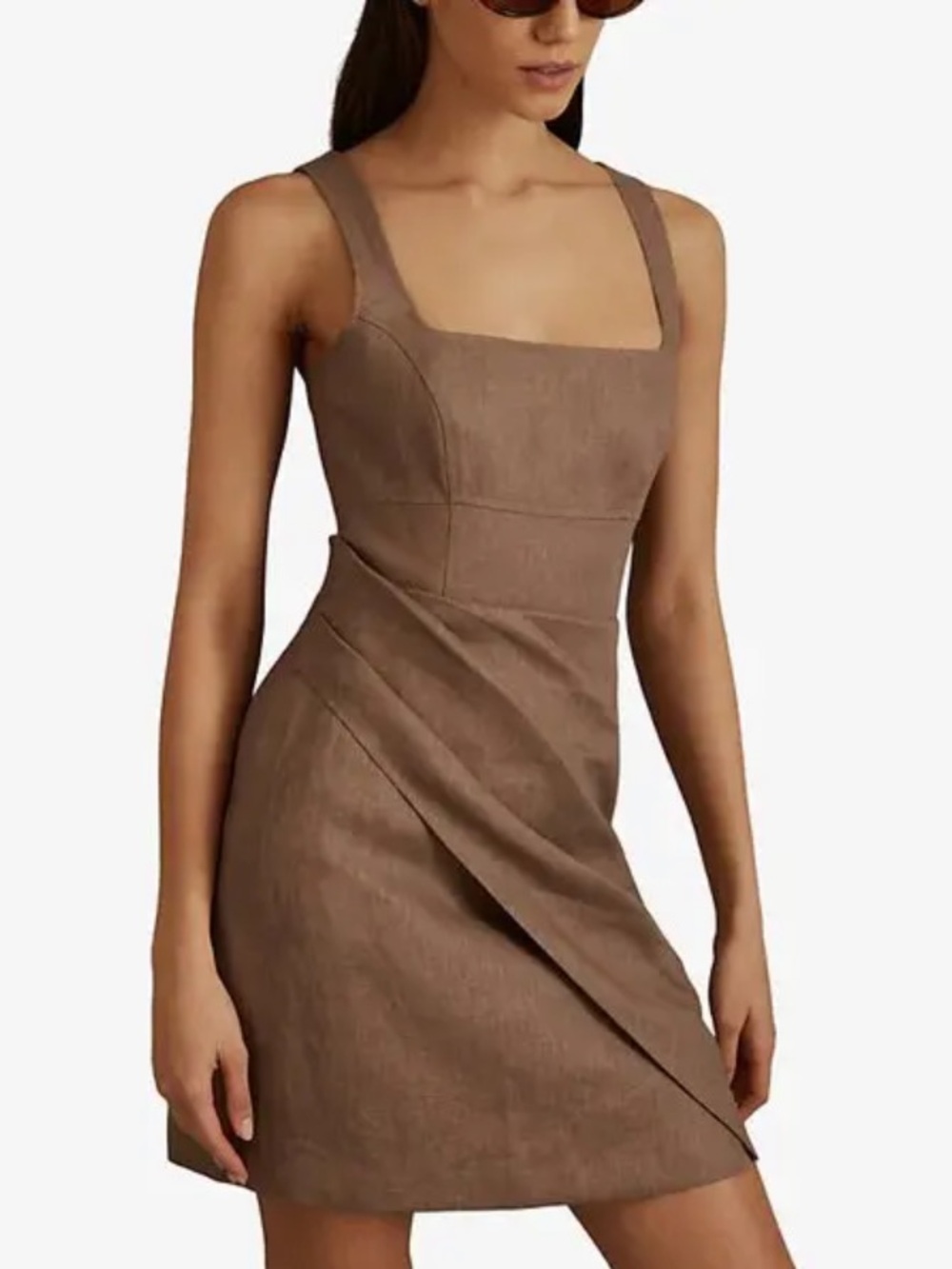 Reiss Piper Mini Linen Dress in linen color